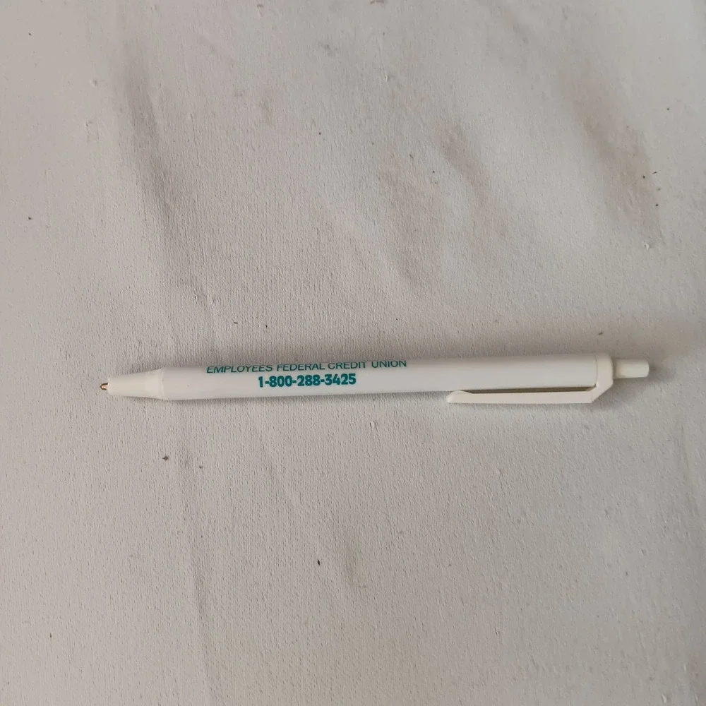 IBM Mid America Employees Federal Credit Union Ballpoint Pen White Vintage Promo